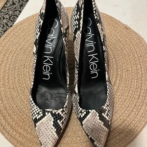 Calvin Klein Snakeskin Heels - Black and white